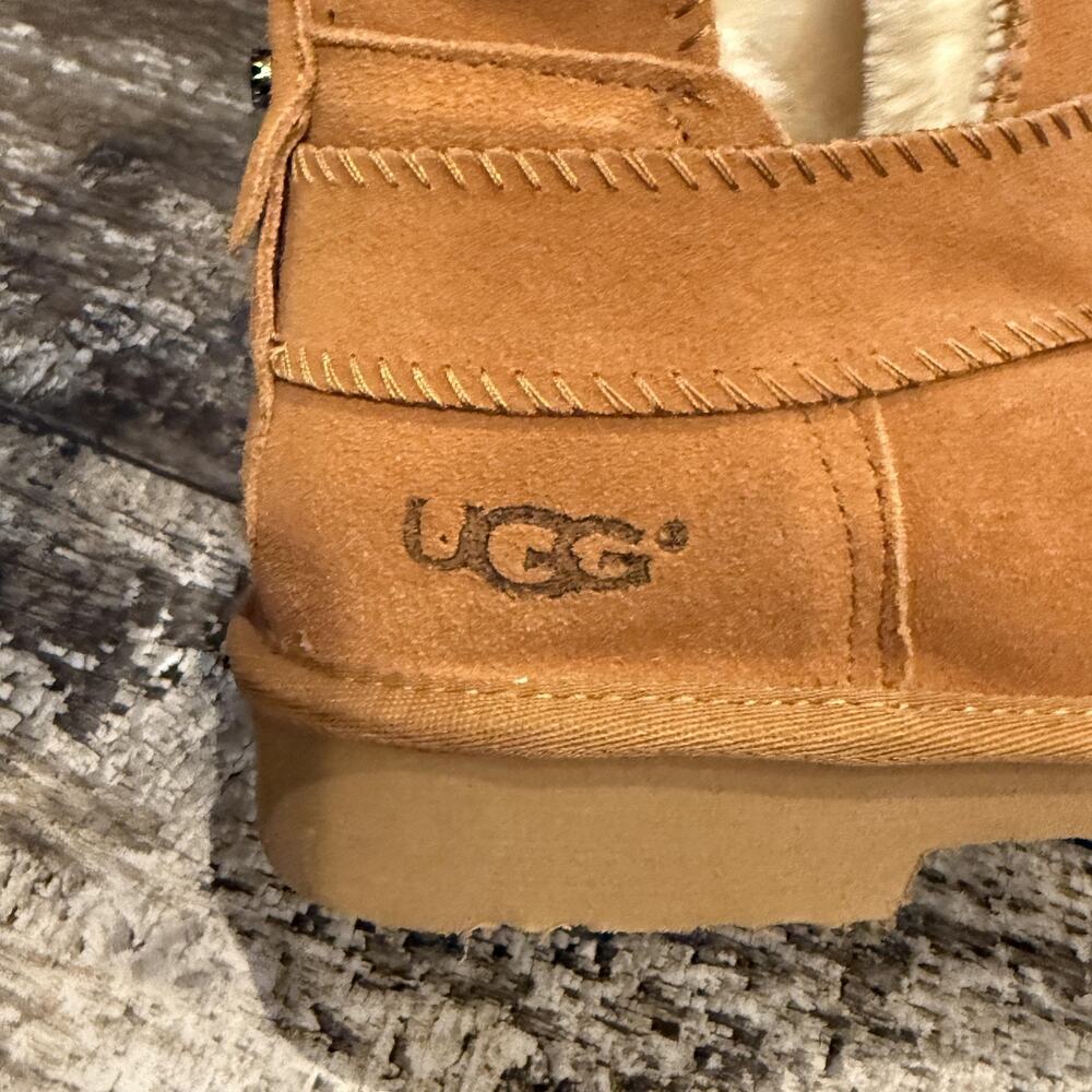 UGG Boots Shoes Womens Size 7 Chestnut Sheepskin Fleece Lined Classic Australia - Picture 9 of 14